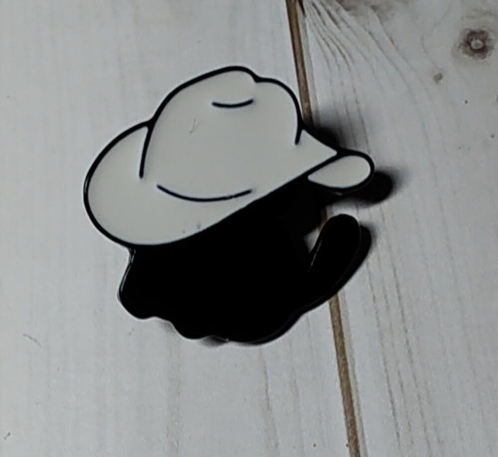 Cute Black Cowboy Cat Pin Kitty Lapel Hat Funny Brooch
